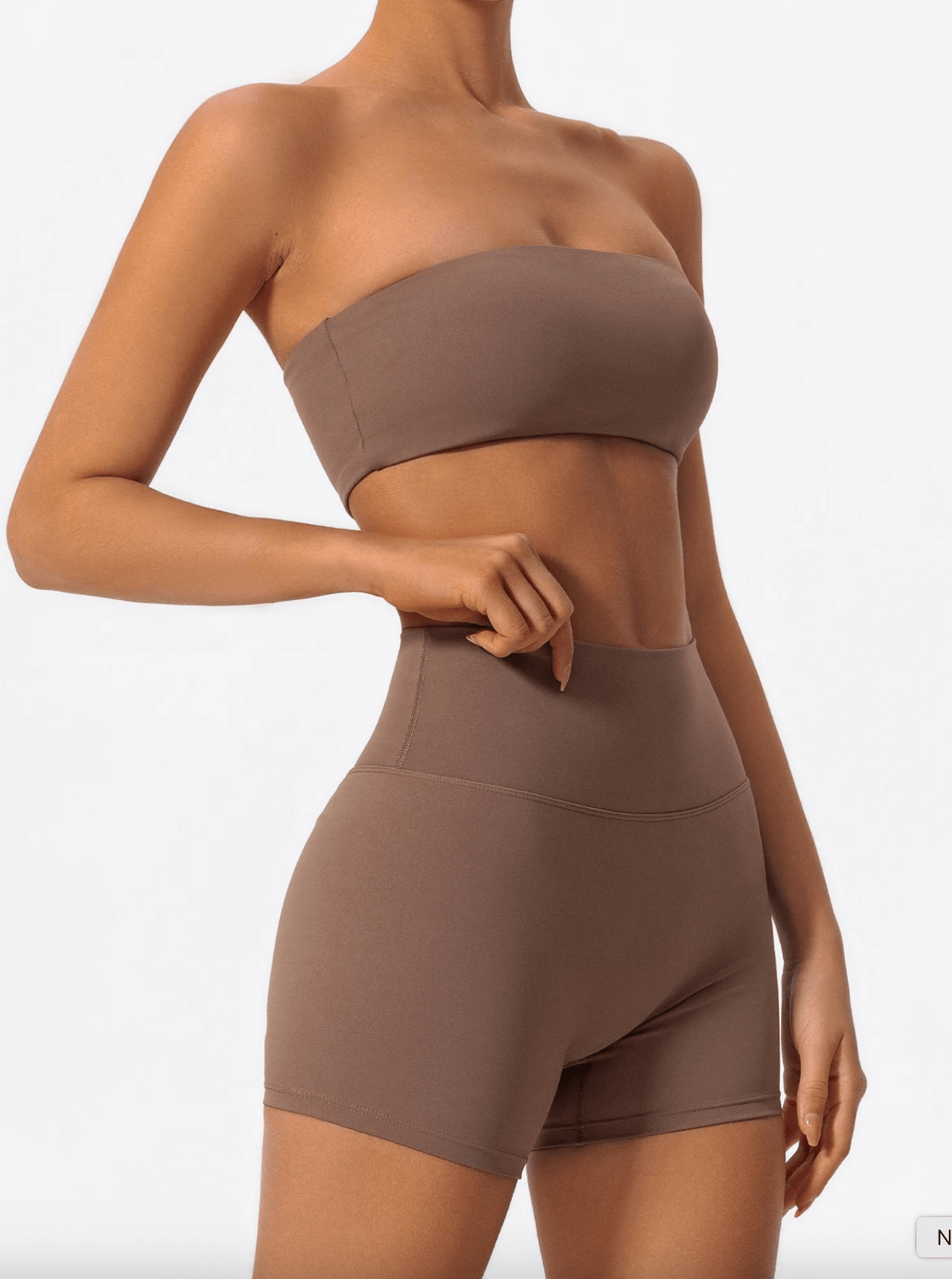 Brown - Women’s Yoga Sports Set - 2 Piece Gym Outfit