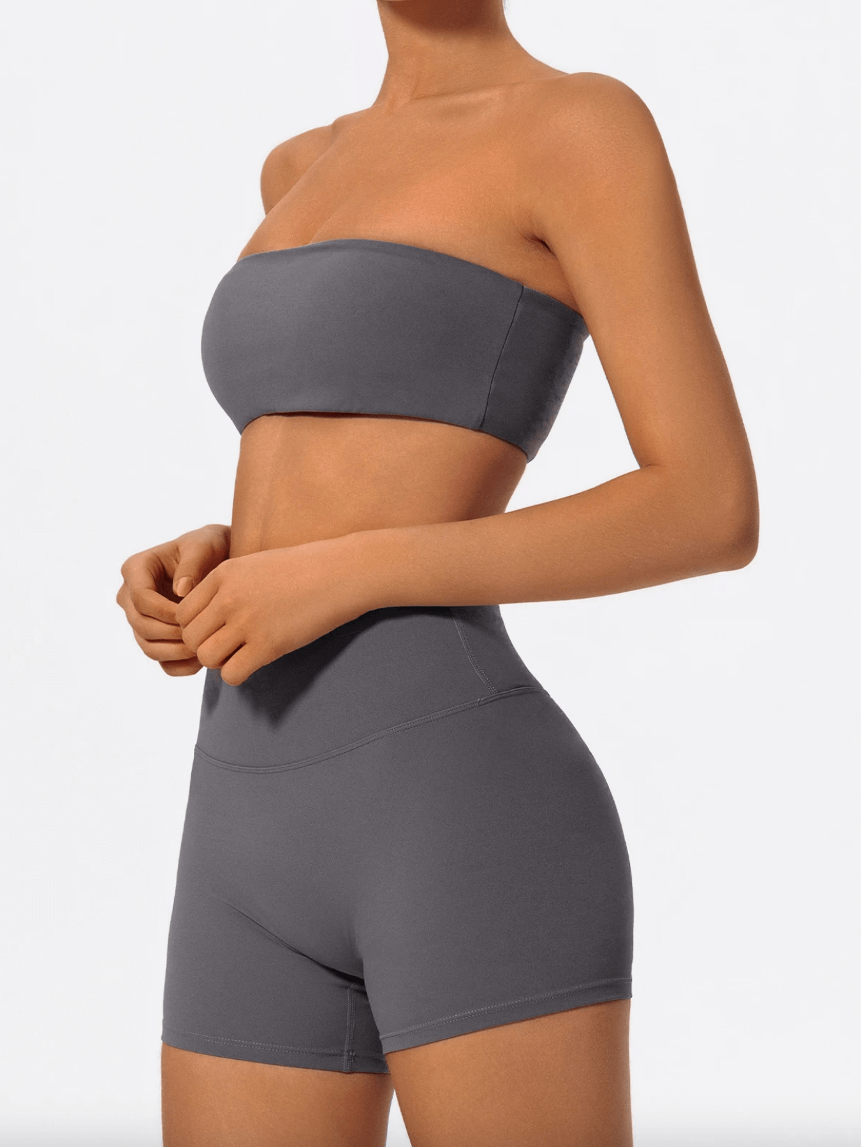 Gray - Women’s Yoga Sports Set - 2 Piece Gym Outfit