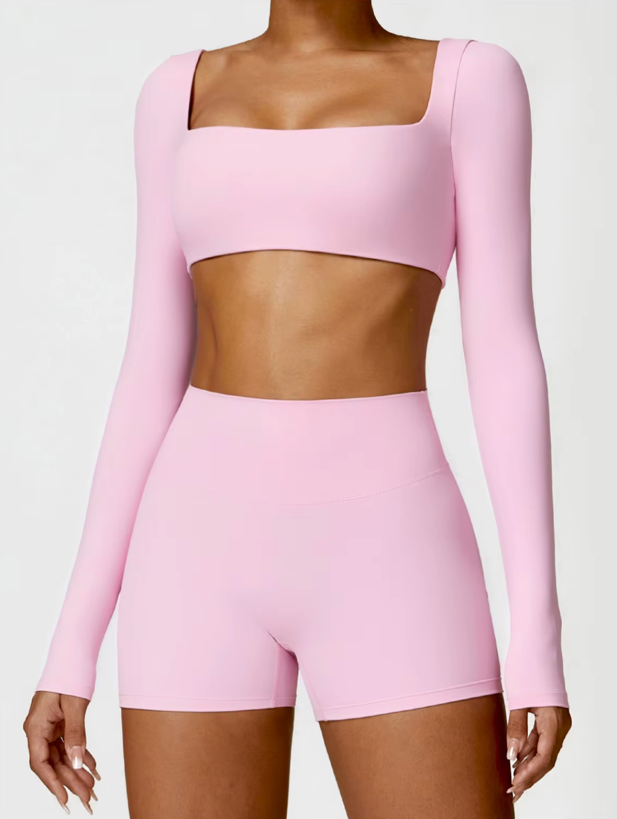 Cherry Blossom Pink - Women's Seamless Yoga Crop Top - Quick Dry