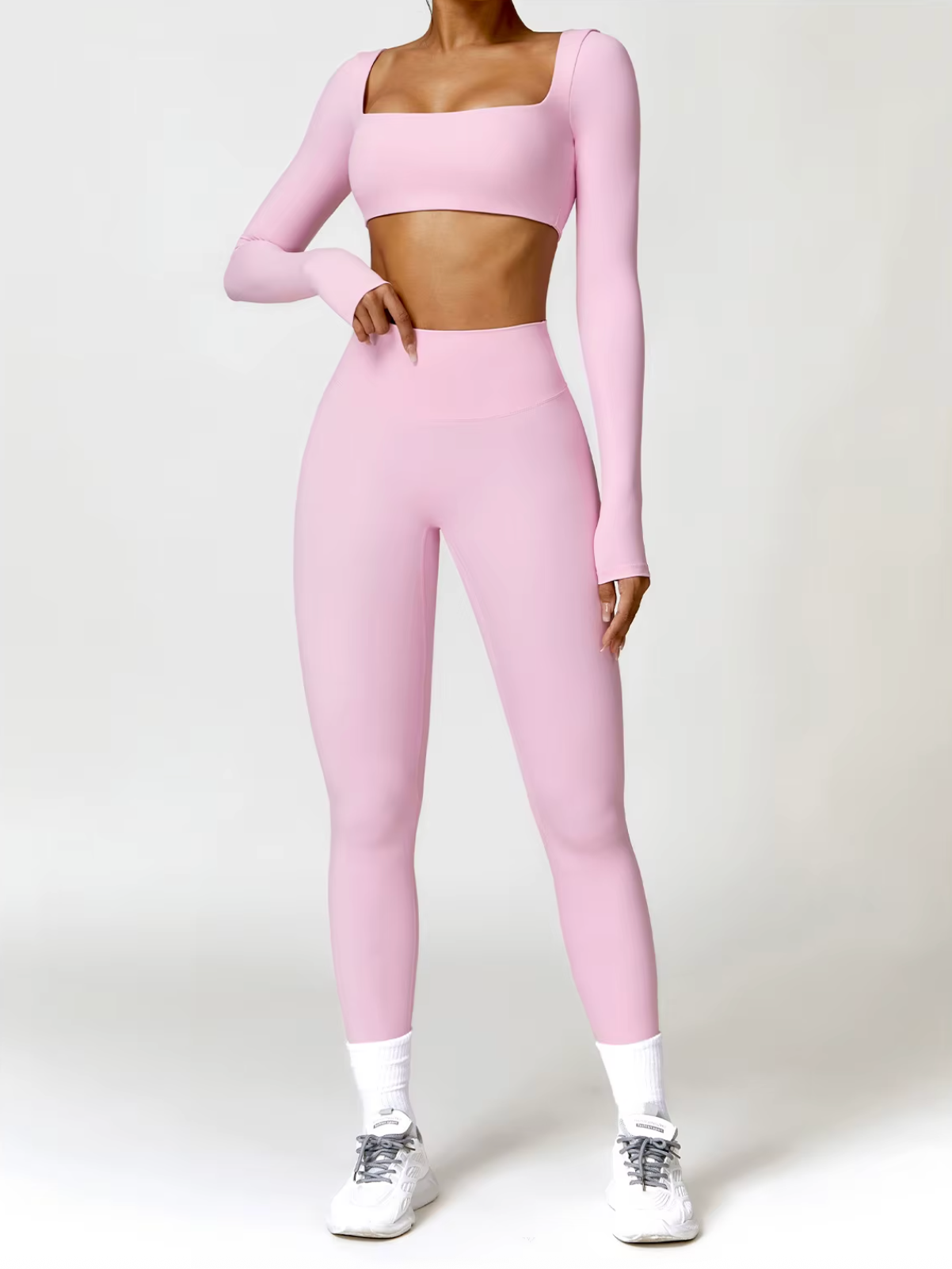Cherry Blossom Pink - Women's Seamless Yoga Crop Top - Quick Dry