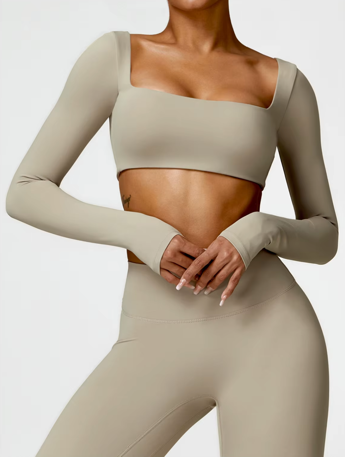 Camel brown - Women's Seamless Yoga Crop Top - Quick Dry