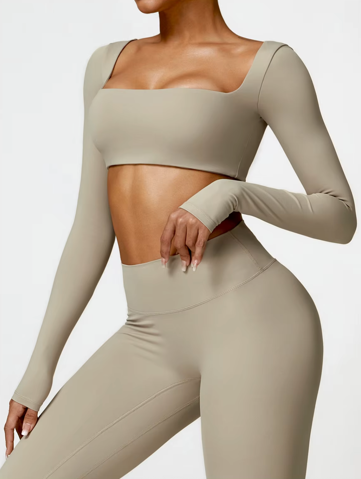 Camel brown - Women's Seamless Yoga Crop Top - Quick Dry