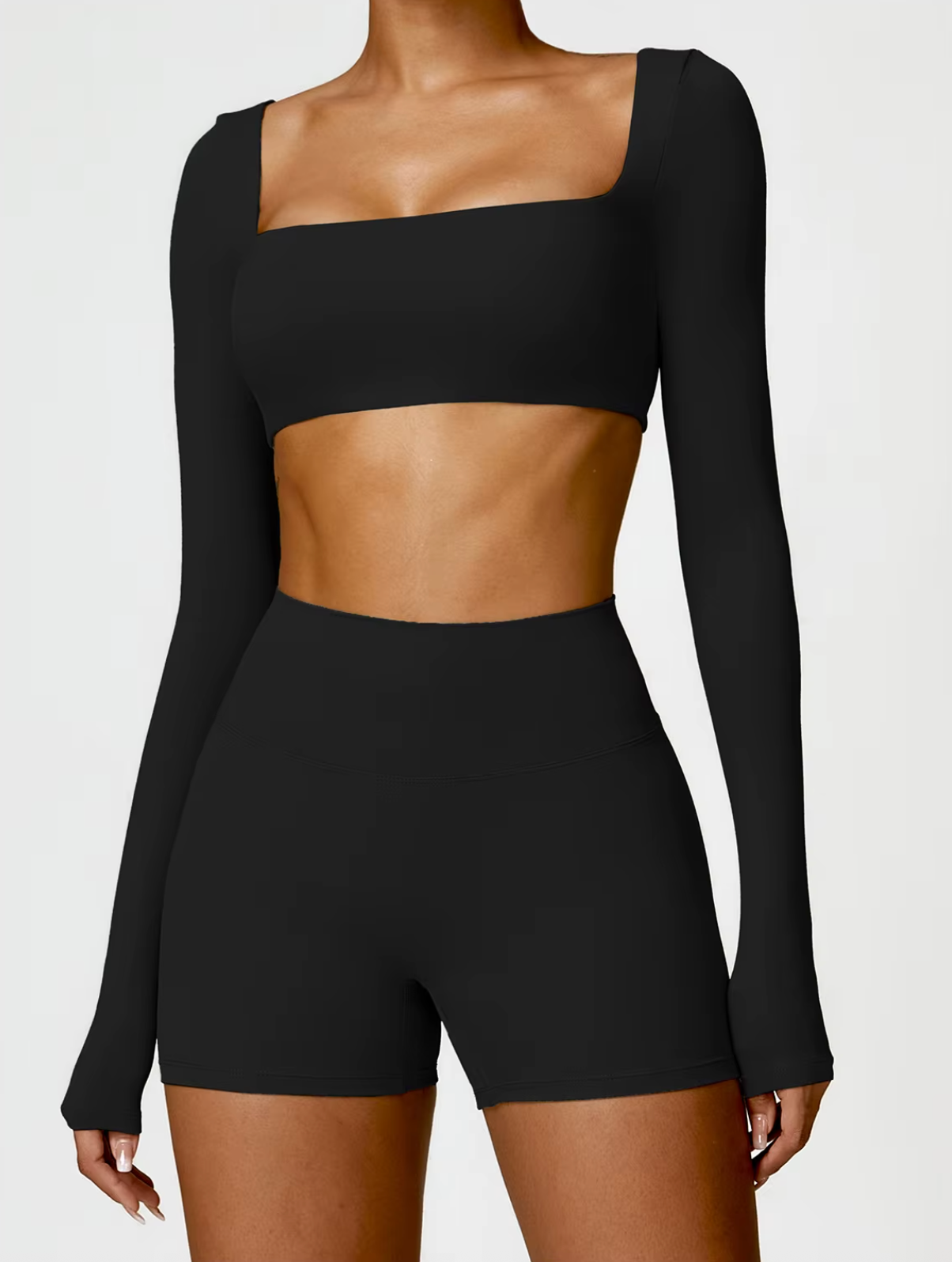 Premium Black - High Waist Seamless Push Up Workout Shorts