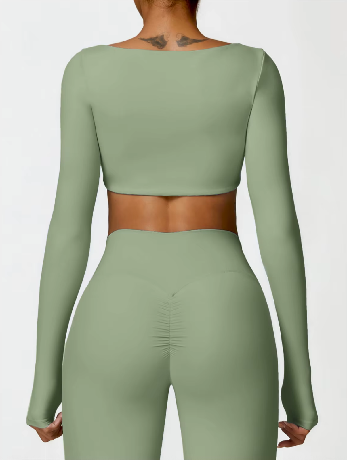 Basil Green - Women's Seamless Yoga Crop Top - Quick Dry