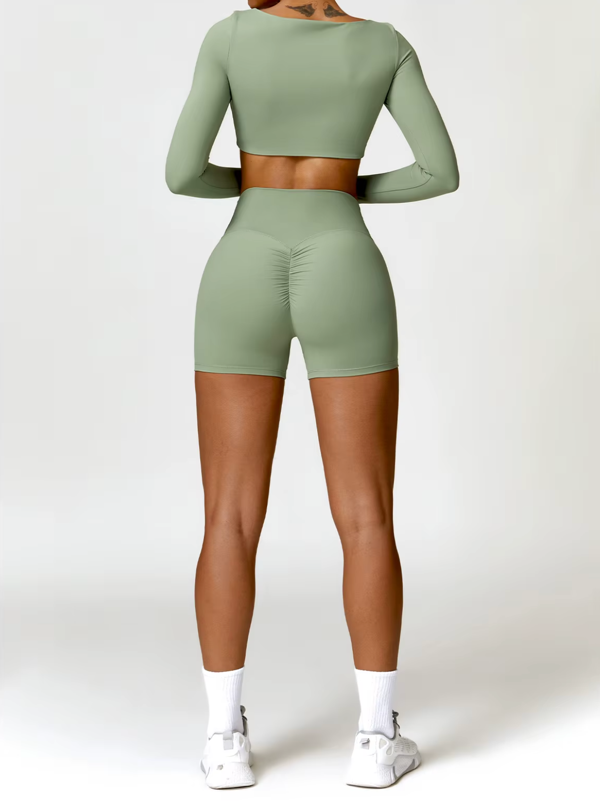 Basil Green - Women's Seamless Yoga Crop Top - Quick Dry
