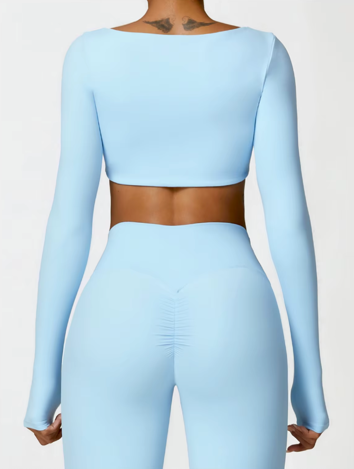 Sky Blue - Women's Seamless Yoga Crop Top - Quick Dry