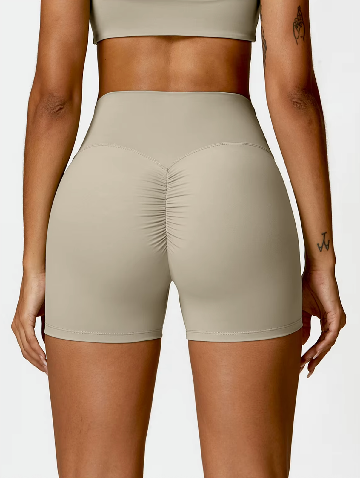 Camel Brown - High Waist Seamless Push Up Workout Shorts