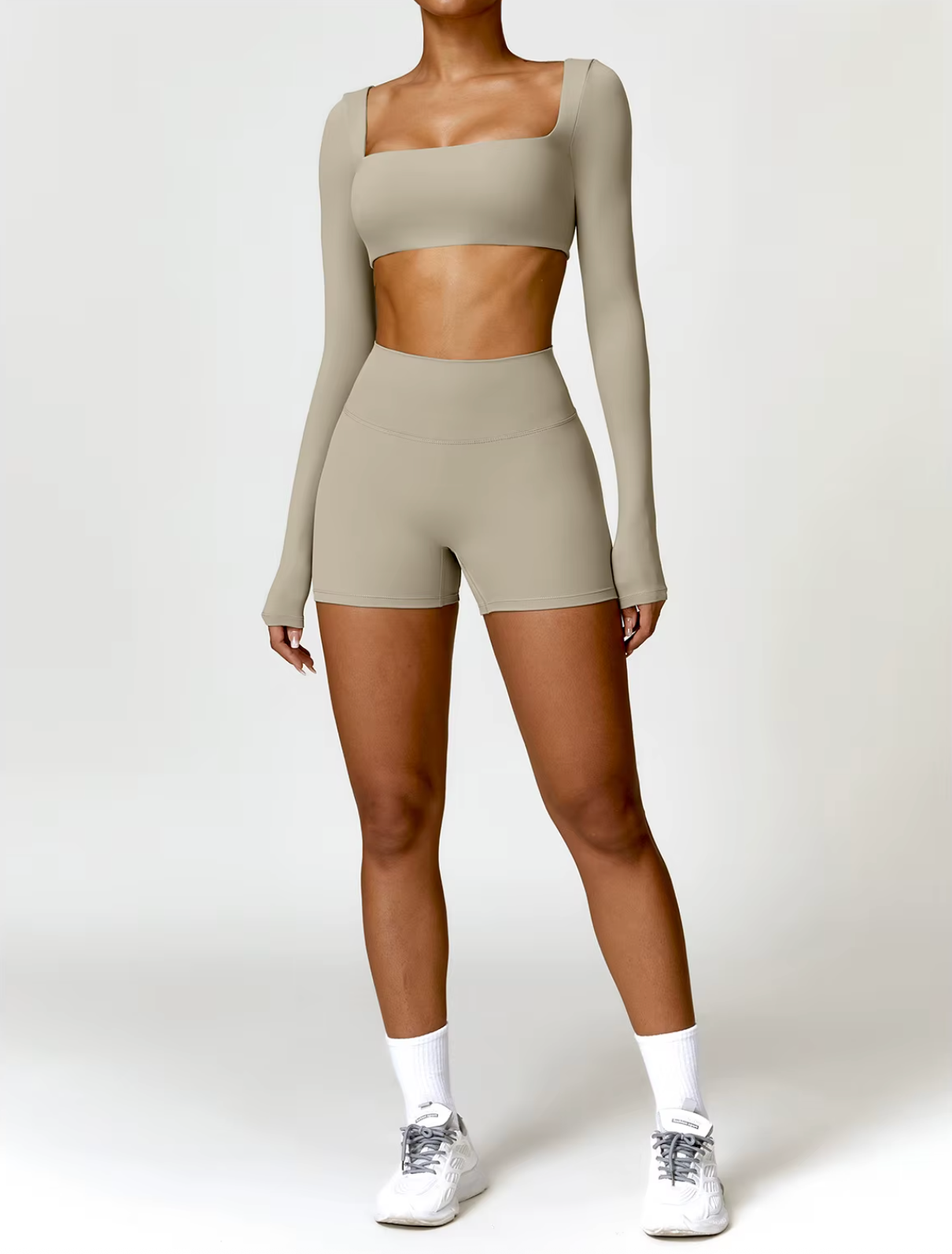 Camel Brown - High Waist Seamless Push Up Workout Shorts