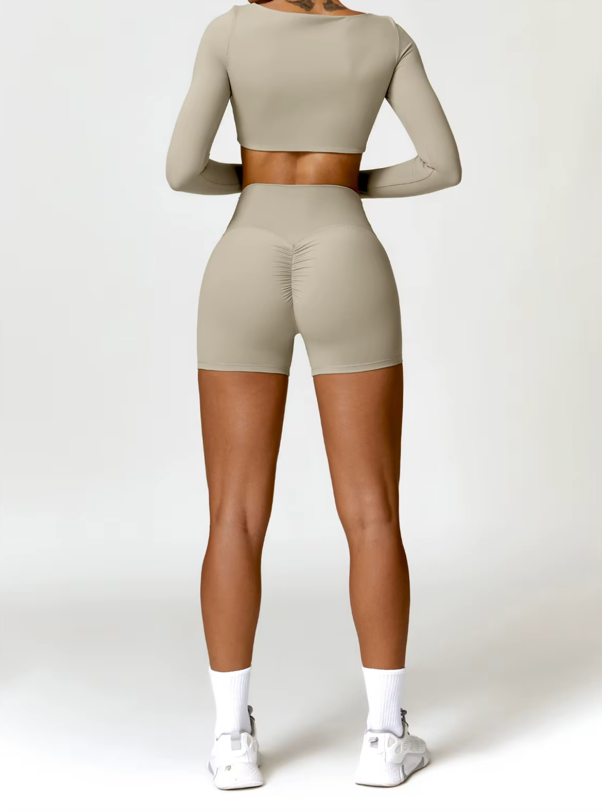 Camel Brown - High Waist Seamless Push Up Workout Shorts