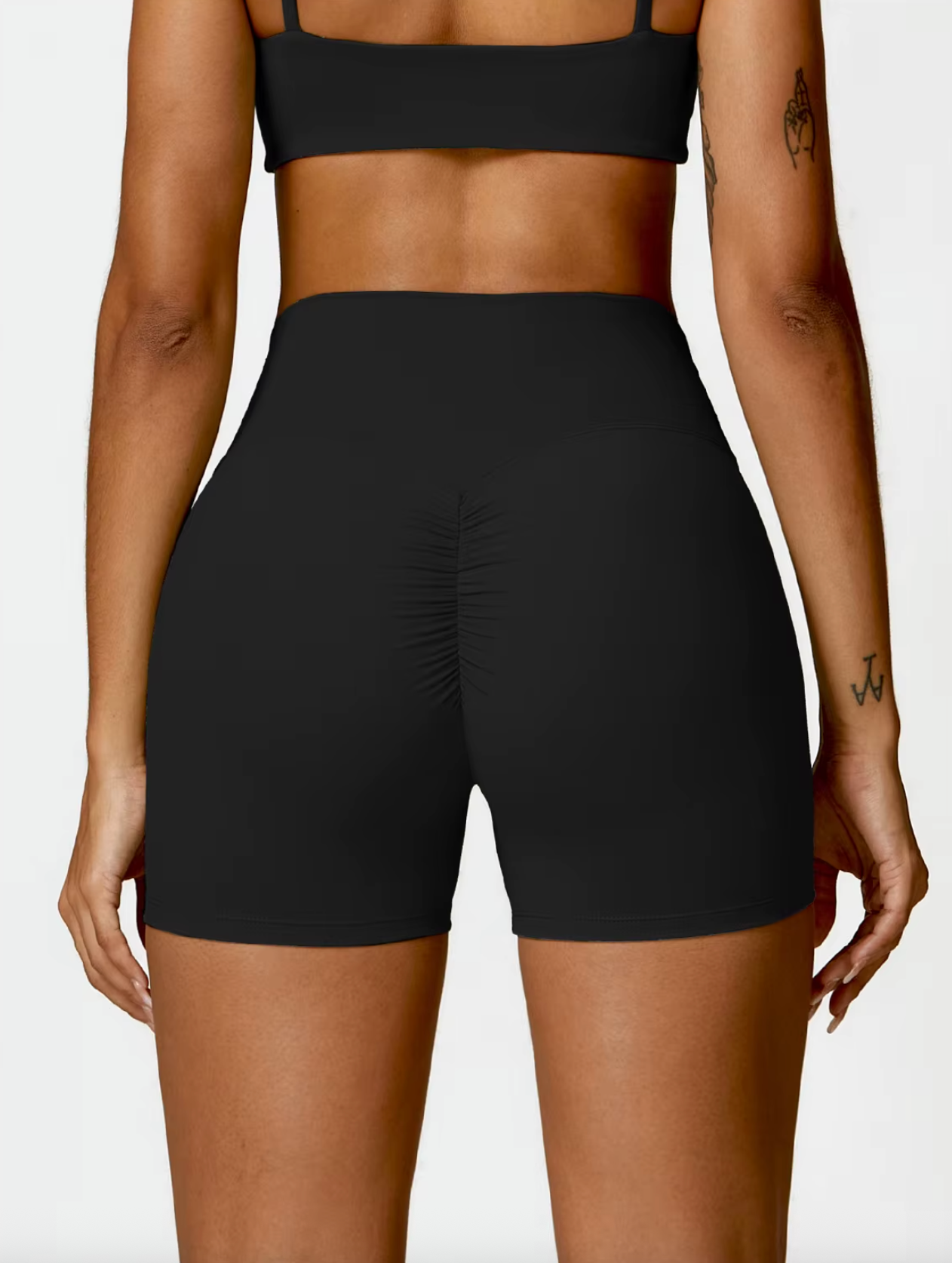 Premium Black - High Waist Seamless Push Up Workout Shorts