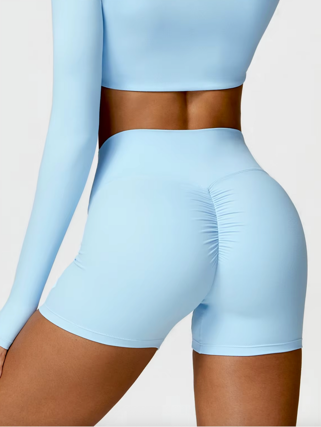 Sky Blue - High Waist Seamless Push Up Workout Shorts