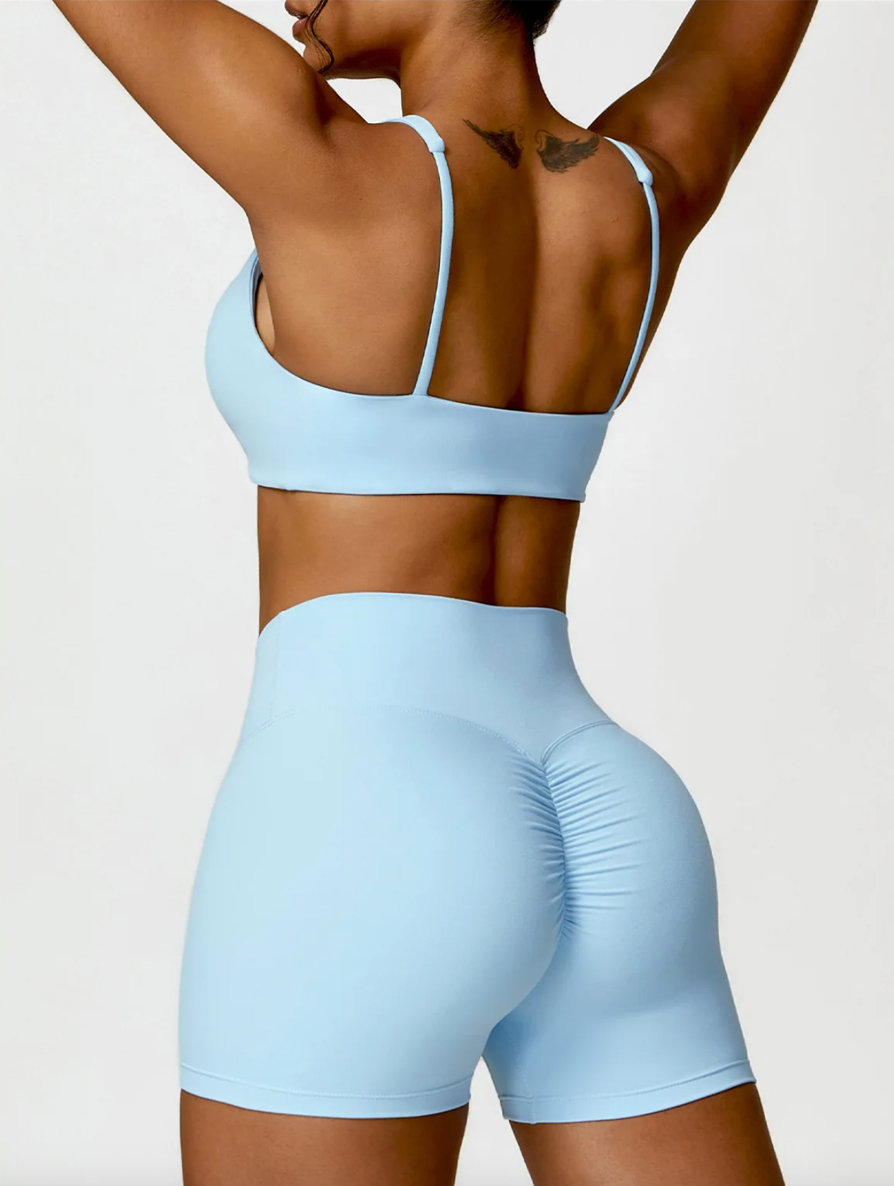 Sky Blue - High Impact Push-Up Sports Bra for Women