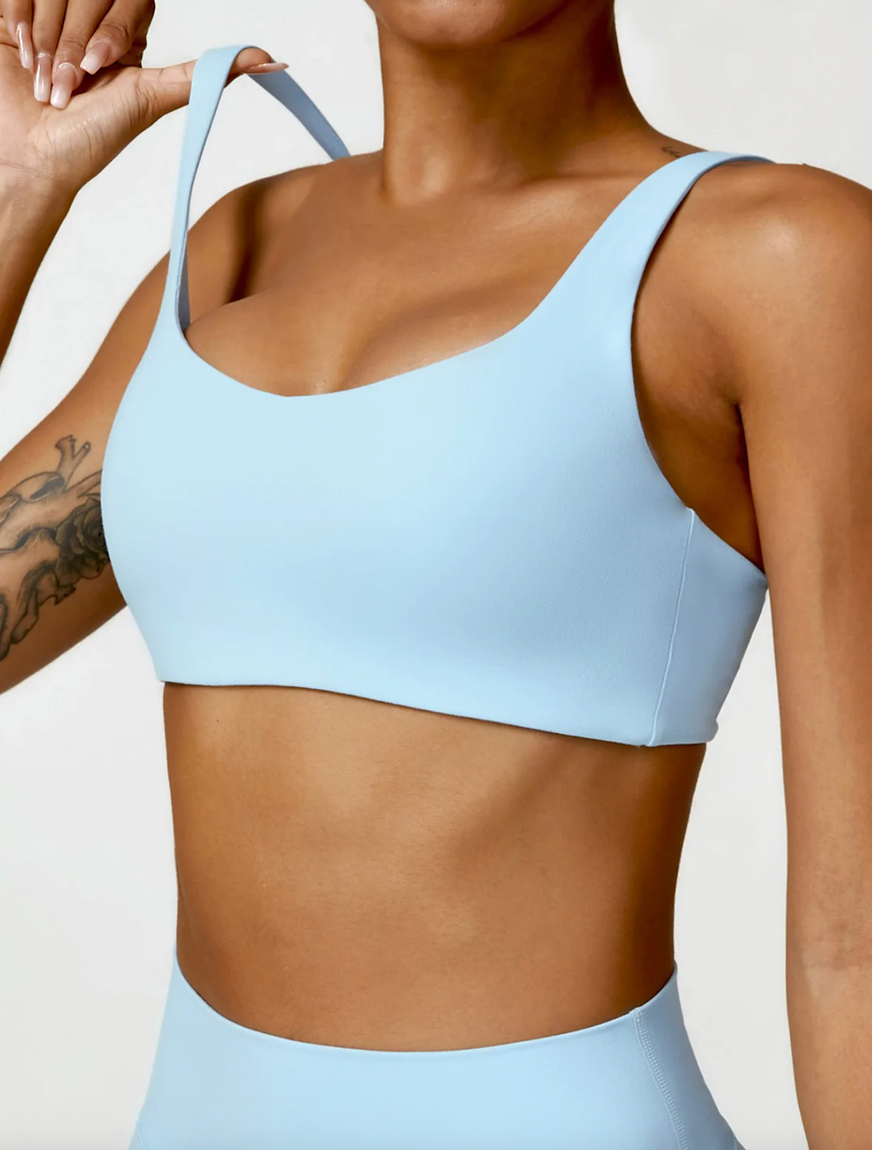 Sky Blue - High Impact Push-Up Sports Bra for Women