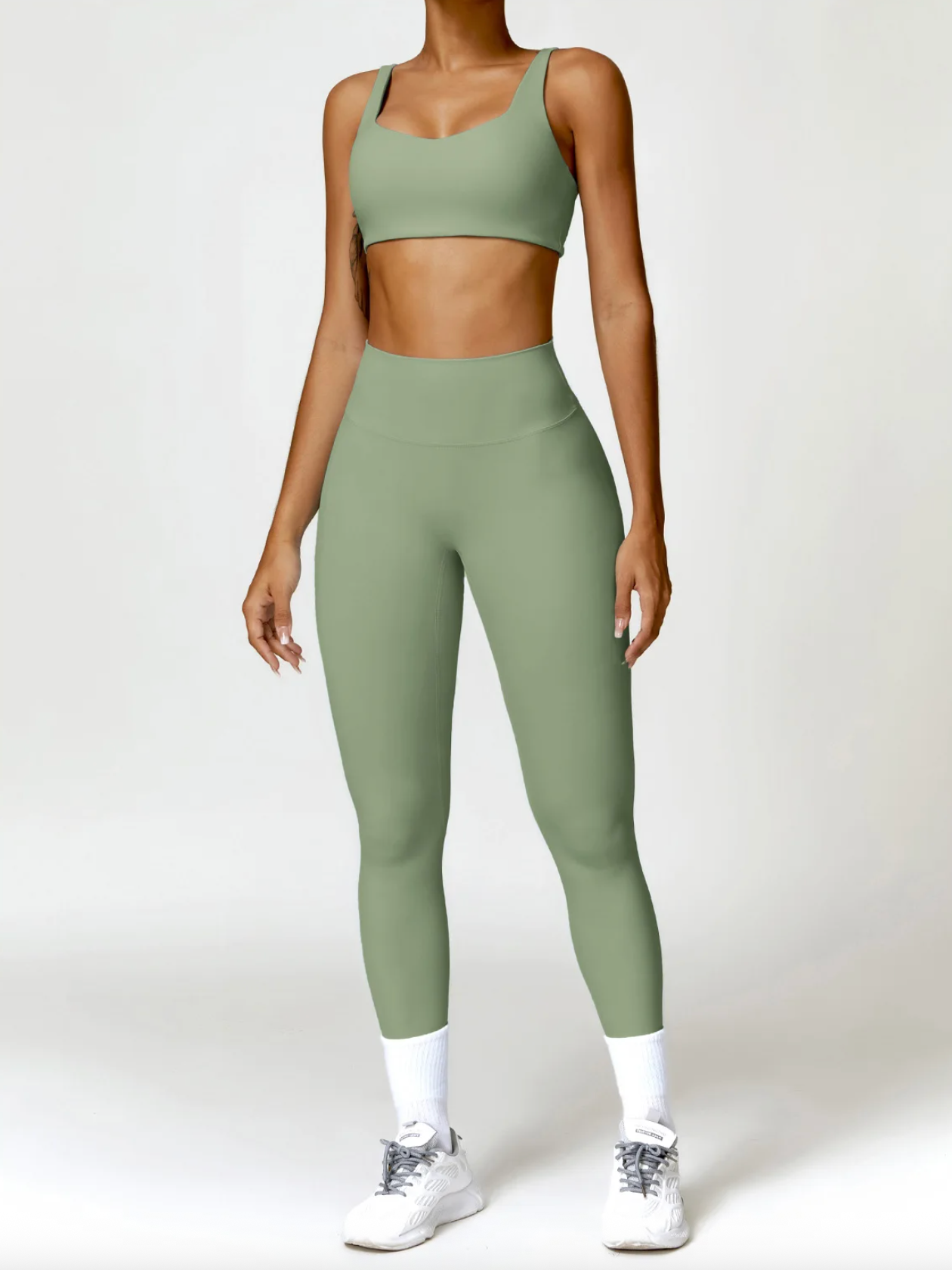 Basil Green - High Impact Push-Up Sports Bra for Women