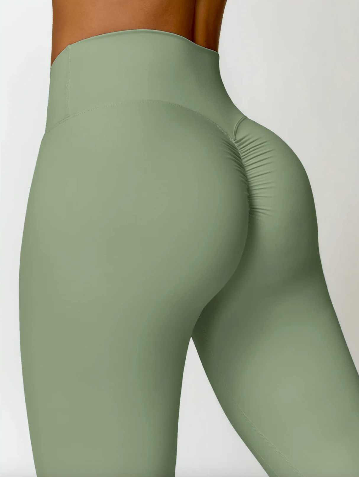 Basil Green - High Waist Push Up Yoga Leggings for Women