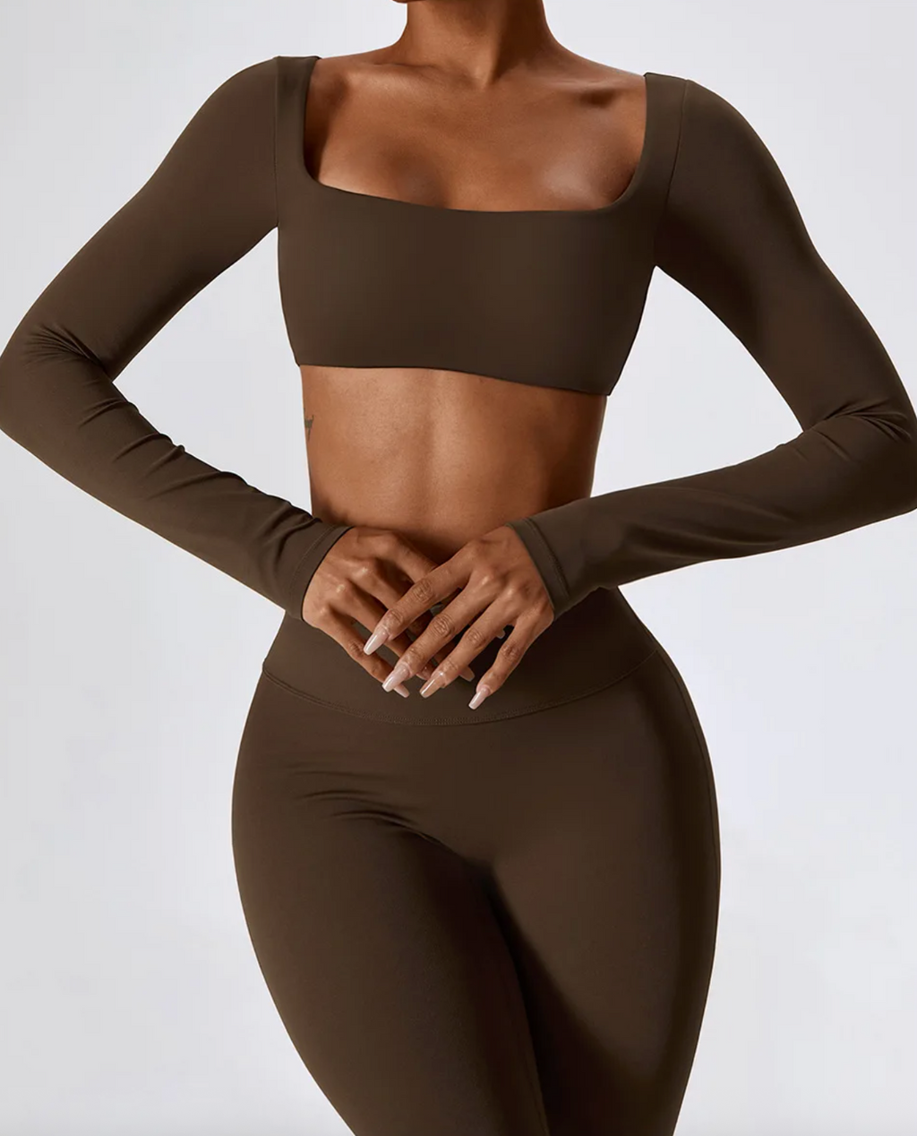 Coffee Brown - High Waist Flare Leggings for Yoga & Dance