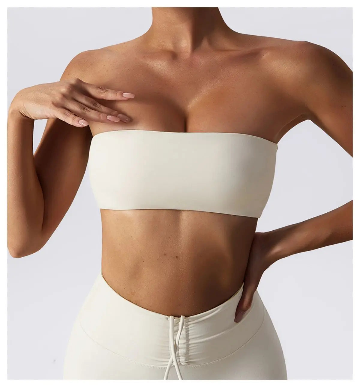 Ivory - Quick-Dry Strapless Sports Bra for Women