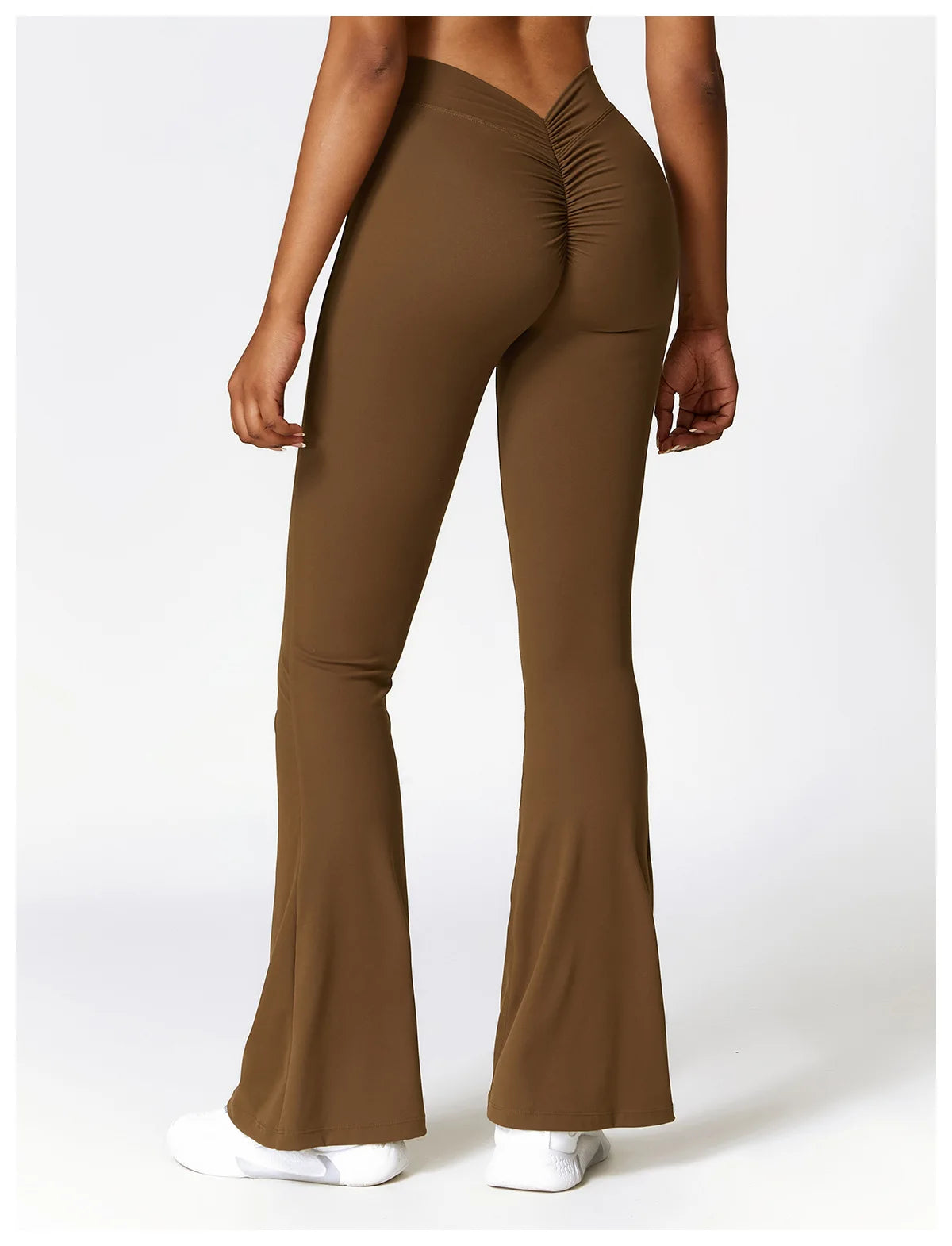 Coffee Brown - High Waist Flared Yoga Leggings for Women