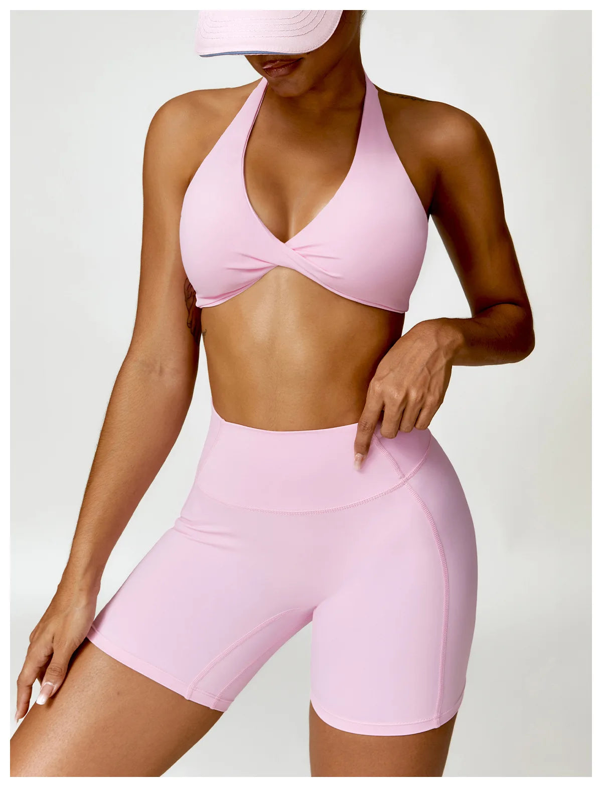 Pink - High Waist Cycling & Yoga Legging Shorts