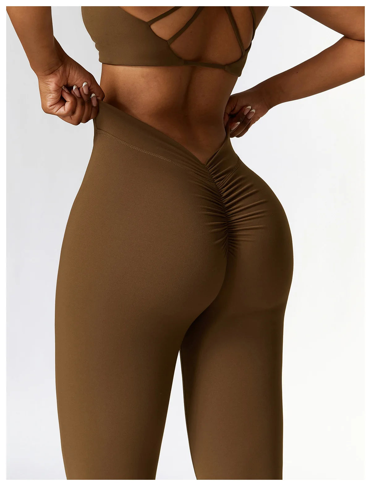 Coffee Brown - High Waist Flared Yoga Leggings for Women