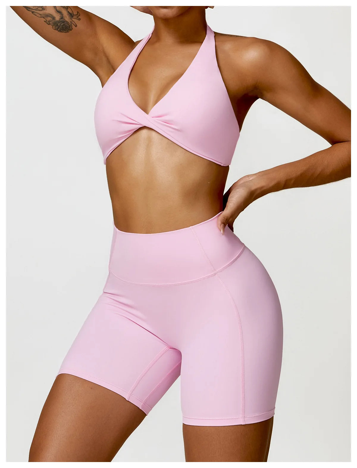 Pink - High Waist Cycling & Yoga Legging Shorts