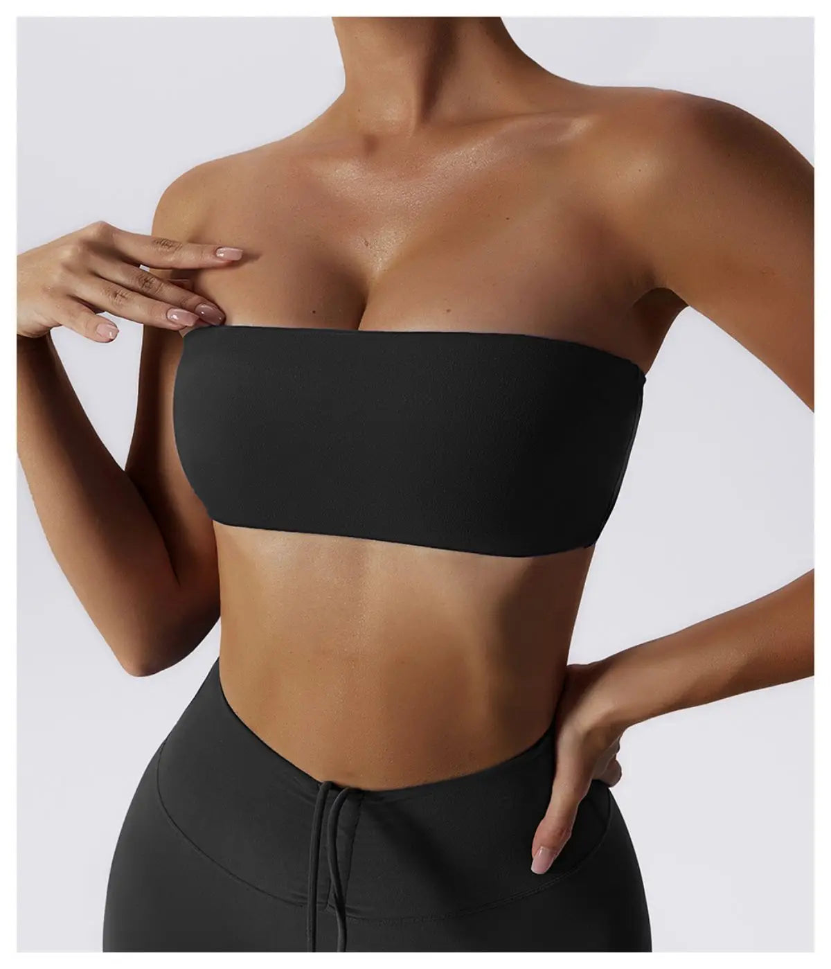 Black - Quick-Dry Strapless Sports Bra for Women
