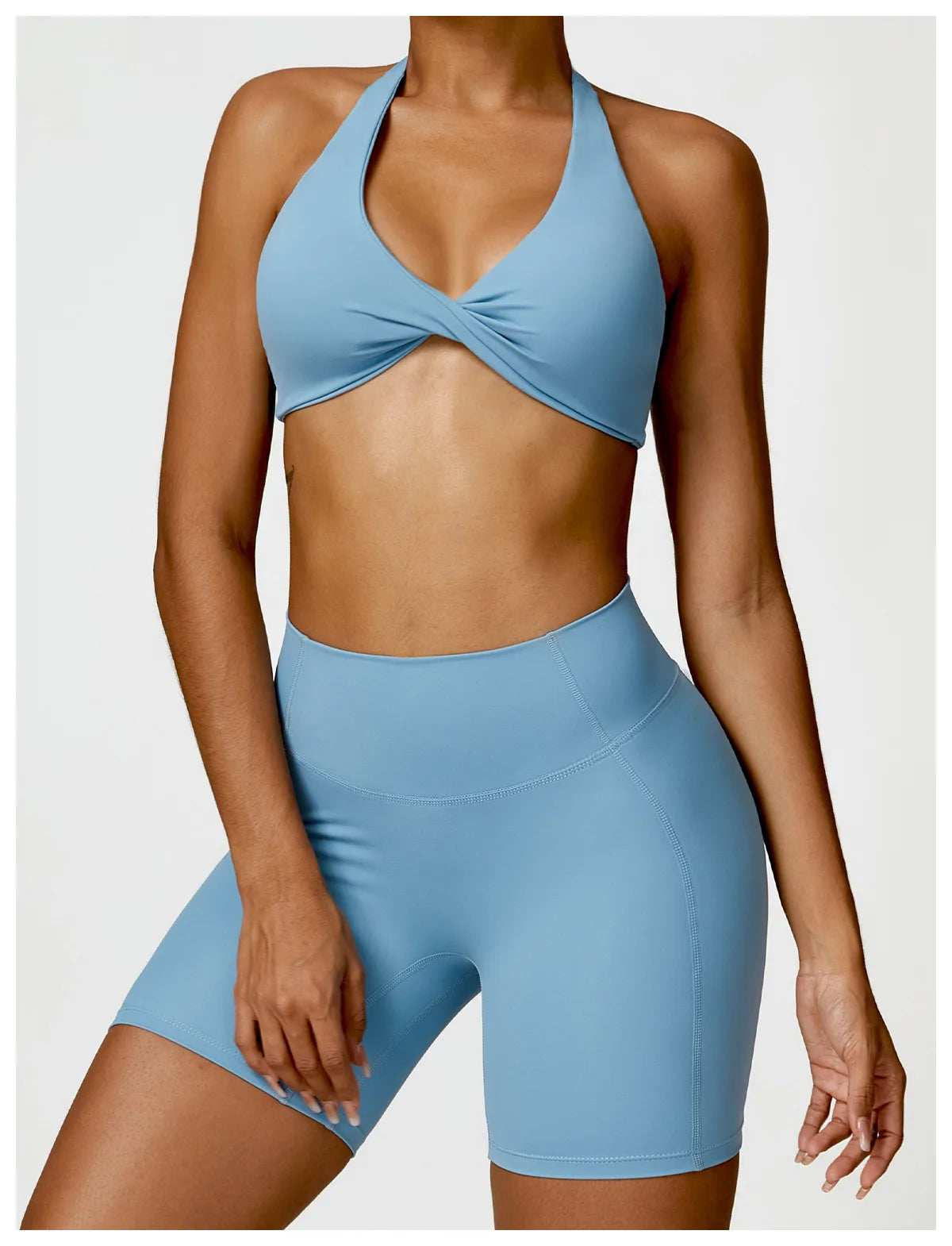 Blue - Breathable Yoga Sports Bra - Push Up & Stylish