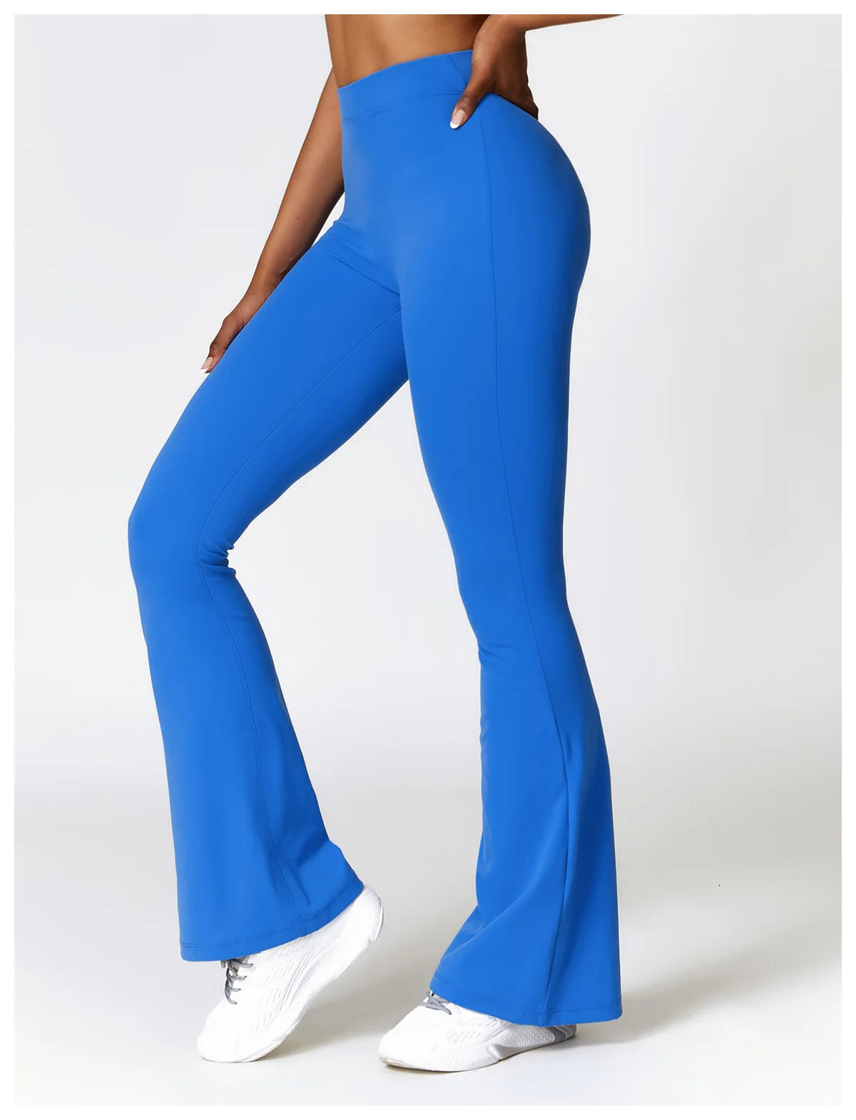 Blue - High Waist Flared Yoga Leggings for Women