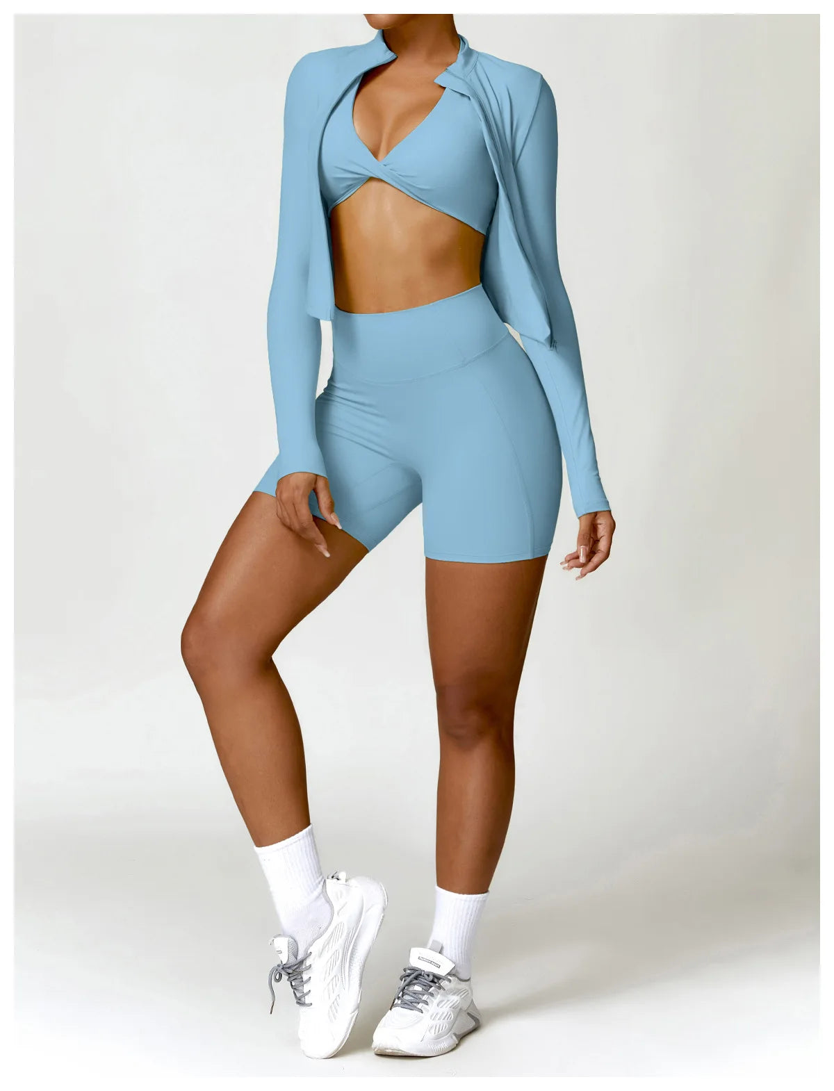 Blue - Premium Long Sleeve Yoga Workout Top
