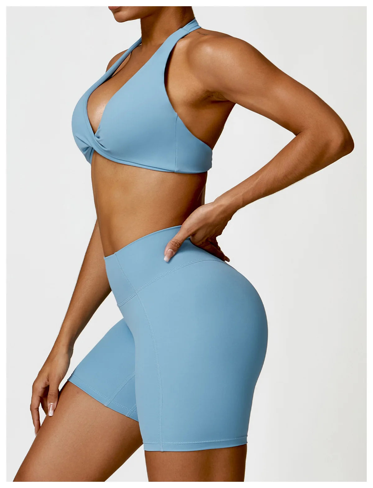 Blue - High Waist Cycling & Yoga Legging Shorts