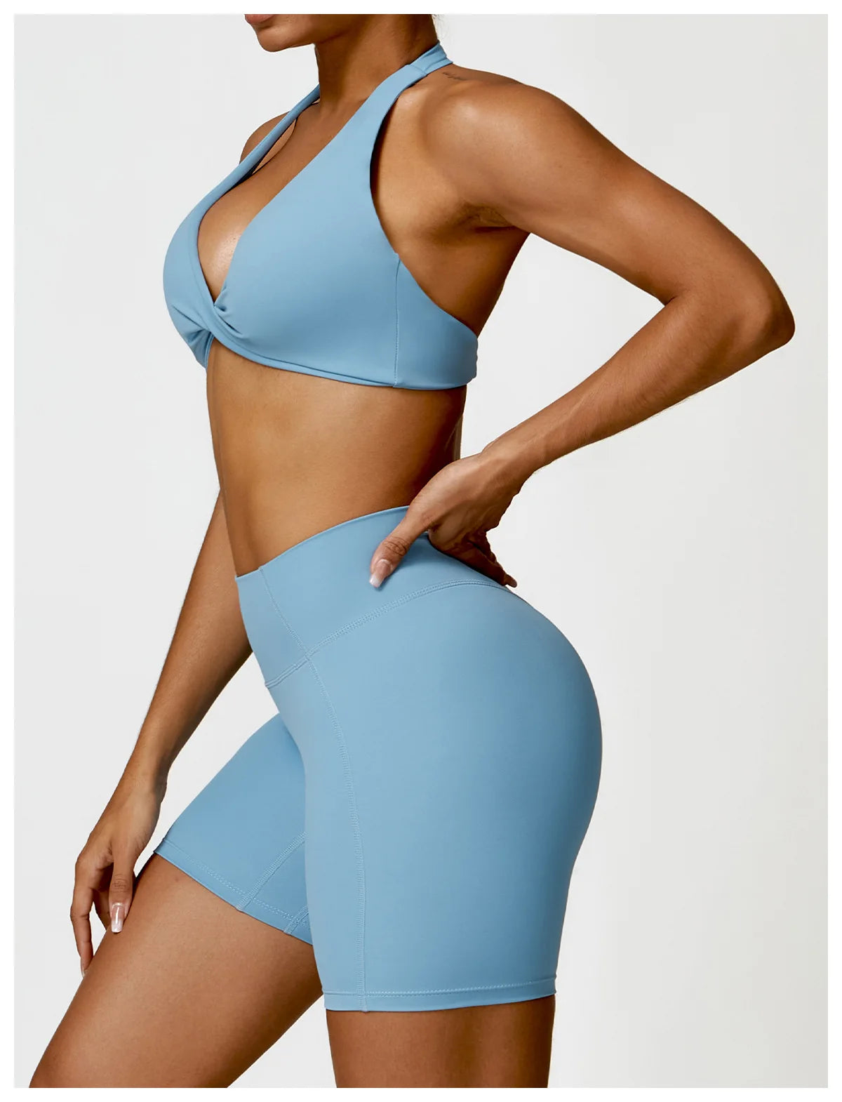 Blue - Breathable Yoga Sports Bra - Push Up & Stylish