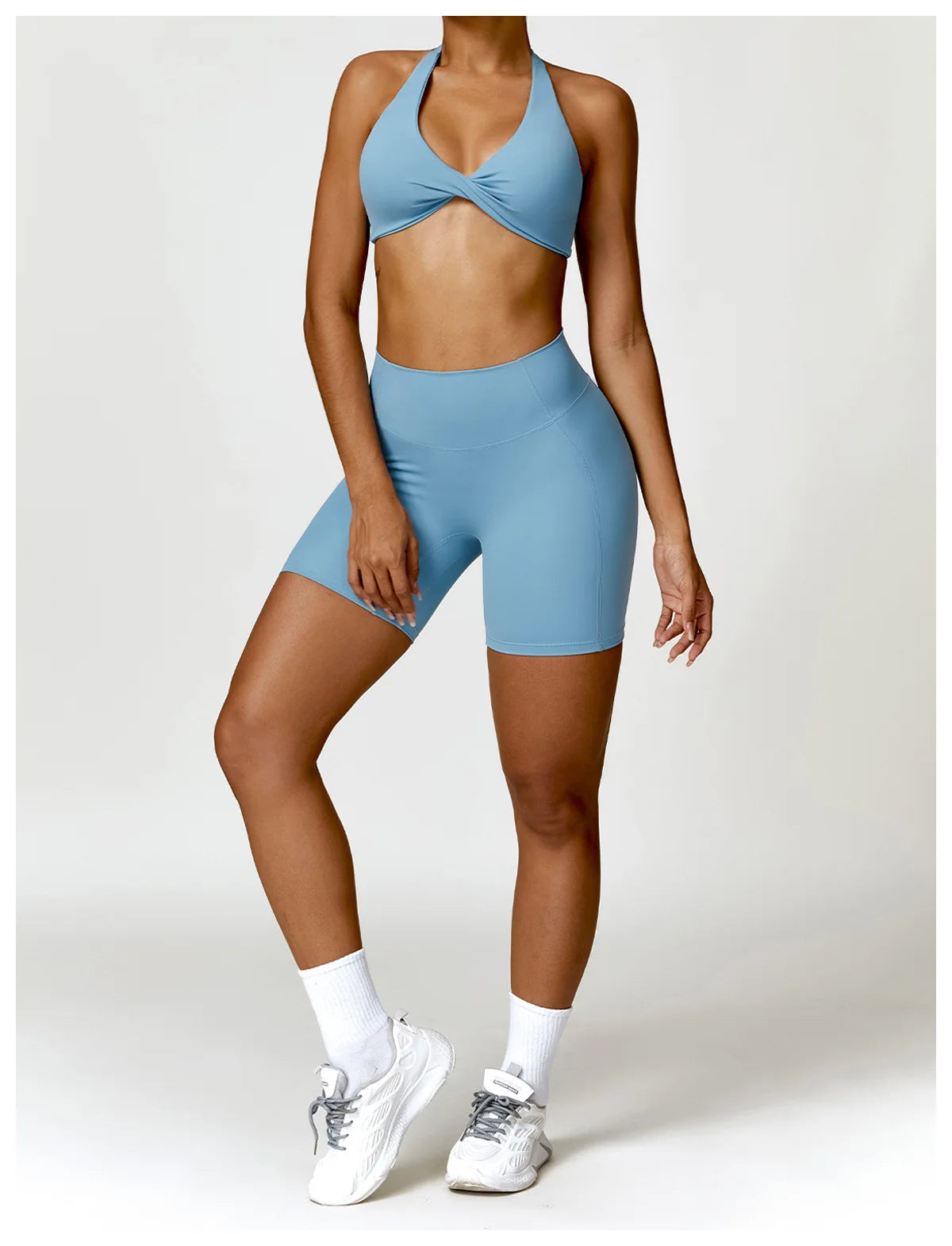 Blue - High Waist Cycling & Yoga Legging Shorts