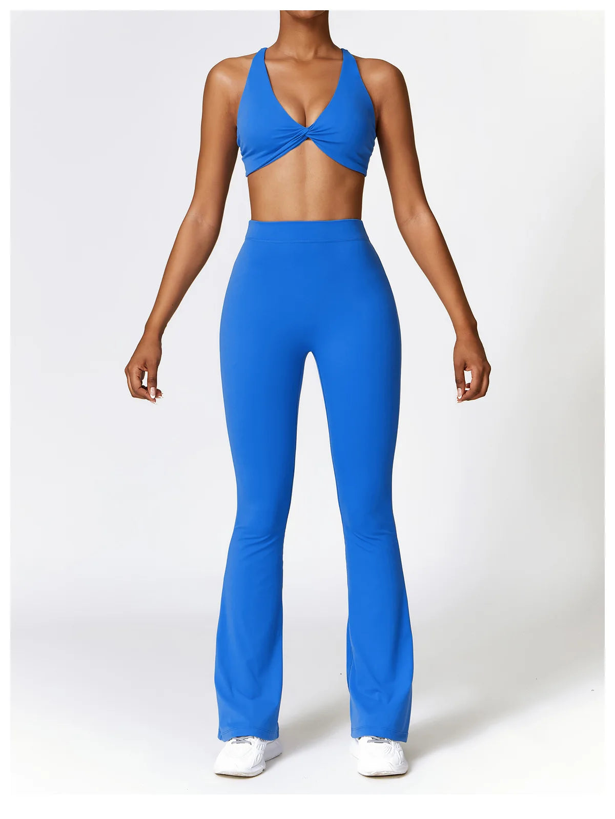 Blue - High Waist Flared Yoga Leggings for Women