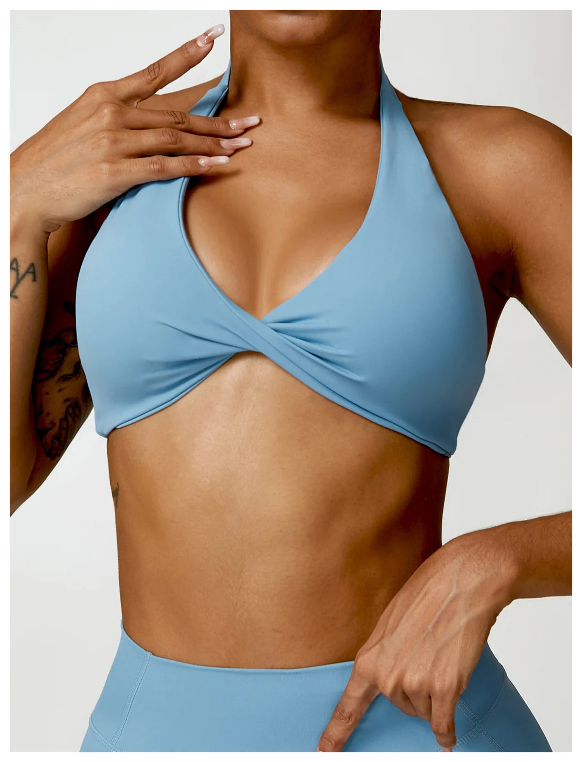 Blue - Breathable Yoga Sports Bra - Push Up & Stylish