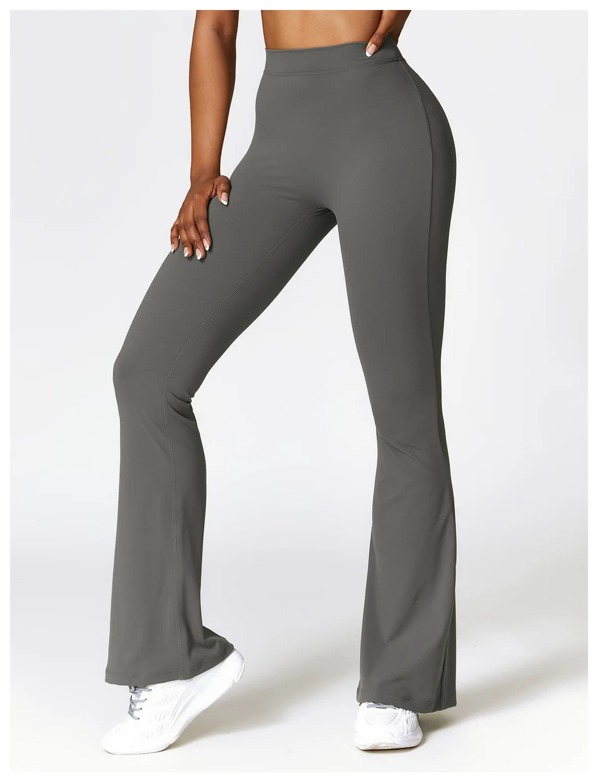 Grey - High Waist Flared Yoga Leggings for Women