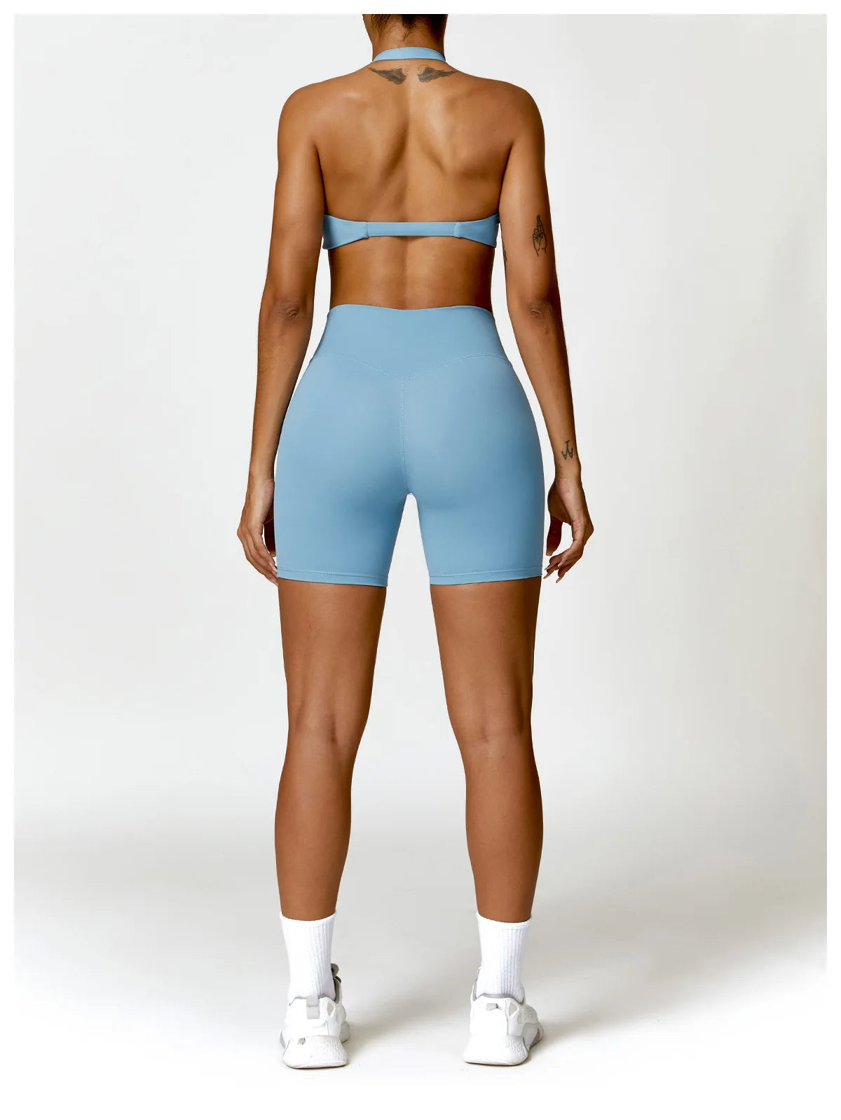 Blue - High Waist Cycling & Yoga Legging Shorts