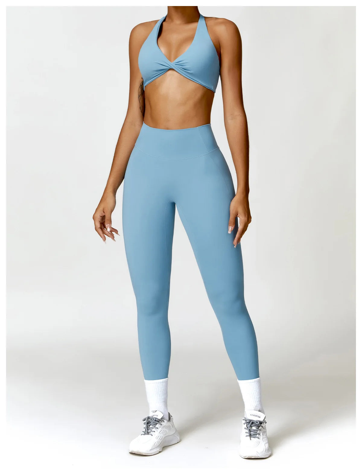 Blue - Breathable Yoga Sports Bra - Push Up & Stylish
