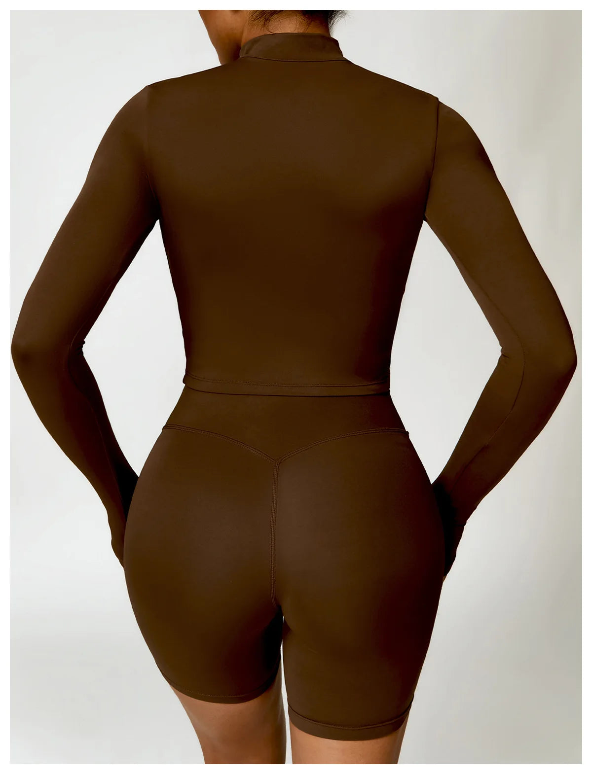 Coffee Brown - Premium Long Sleeve Yoga Workout Top