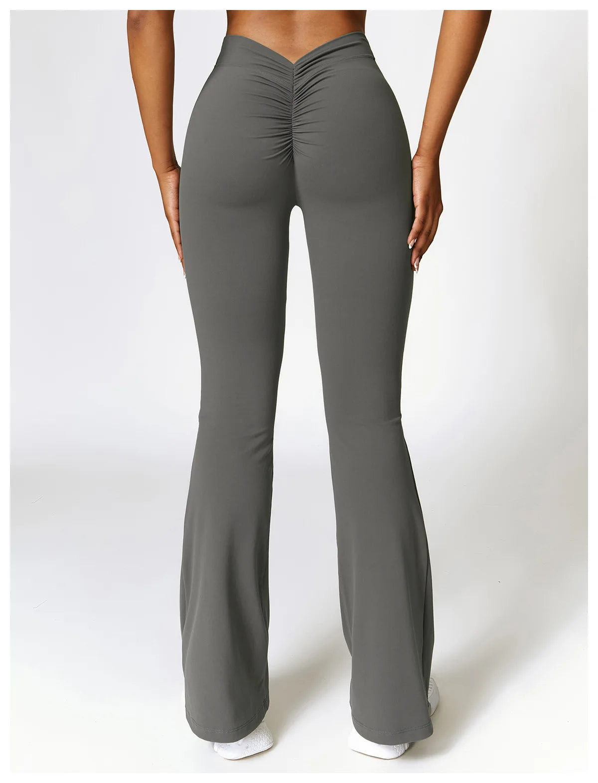 Grey - High Waist Flared Yoga Leggings for Women