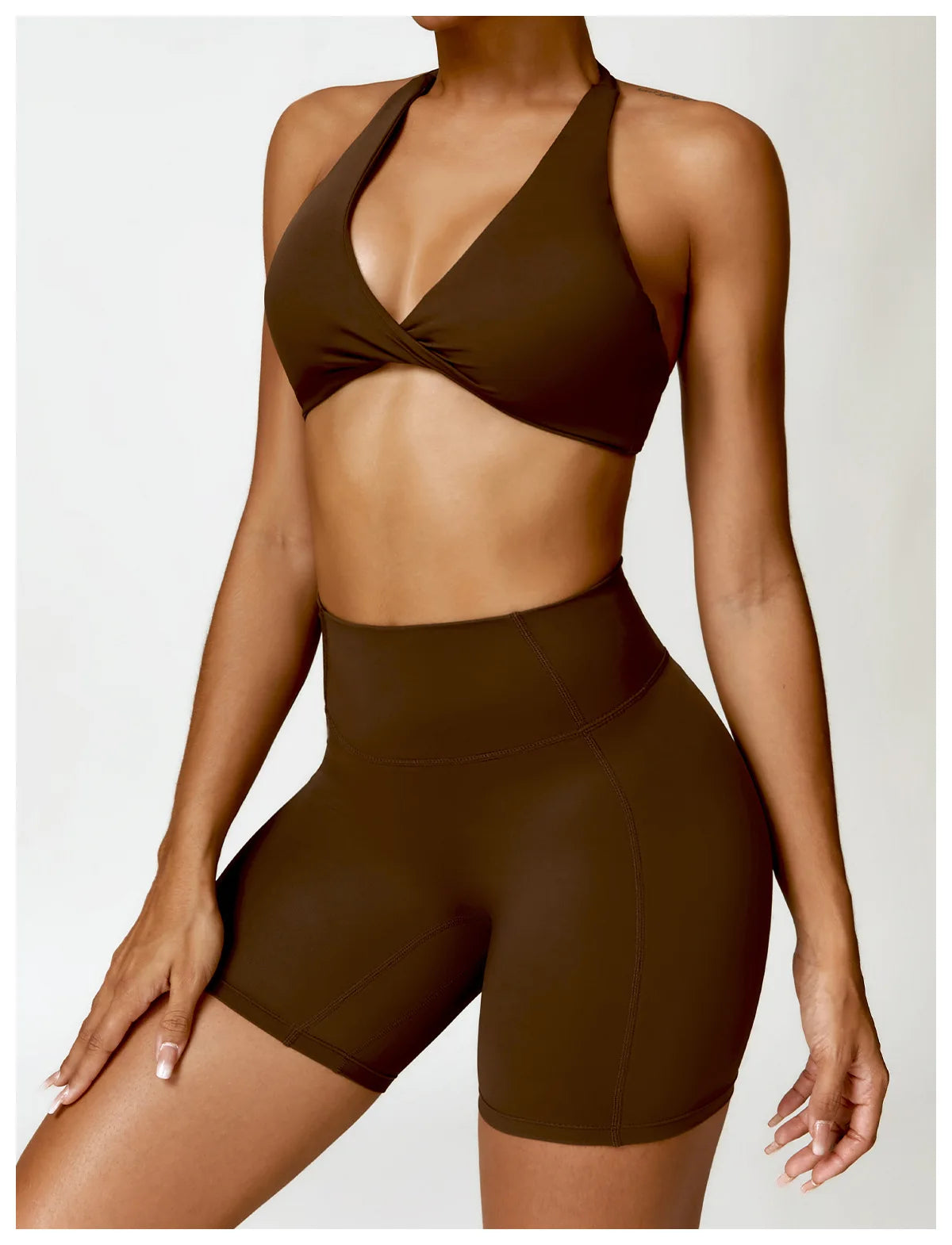 Coffee Brown - High Waist Cycling & Yoga Legging Shorts