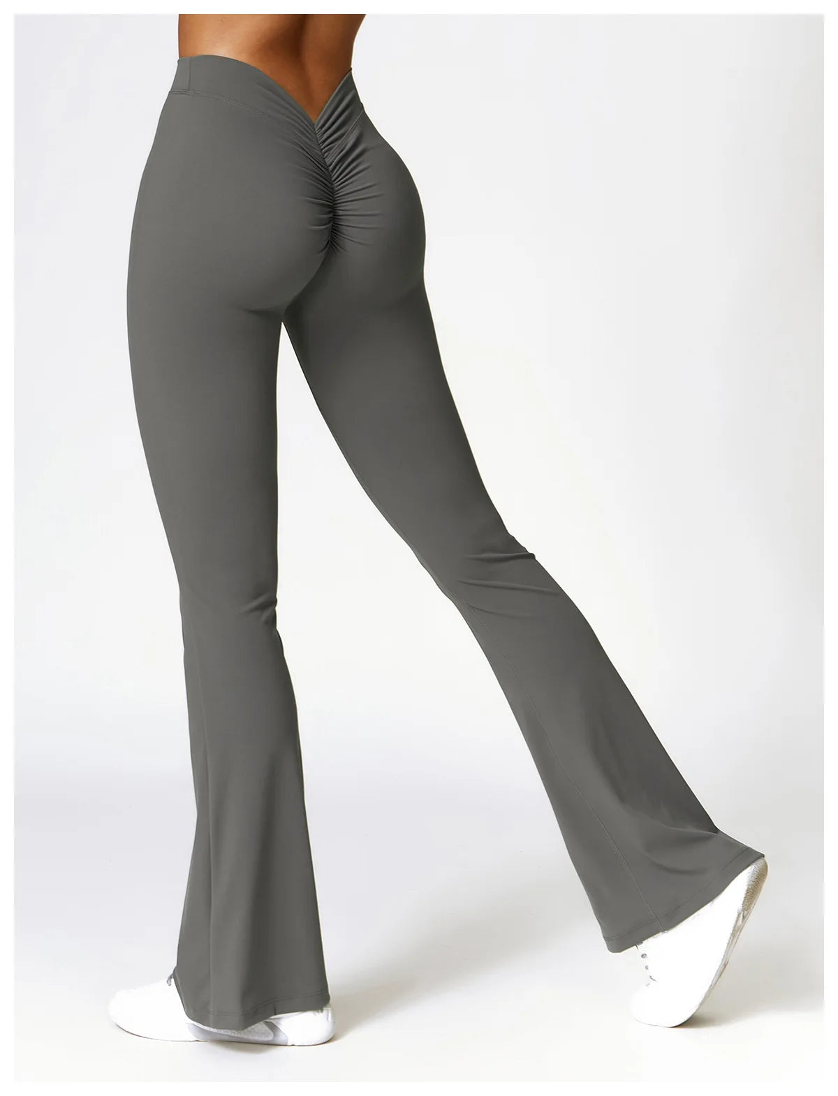 Grey - High Waist Flared Yoga Leggings for Women