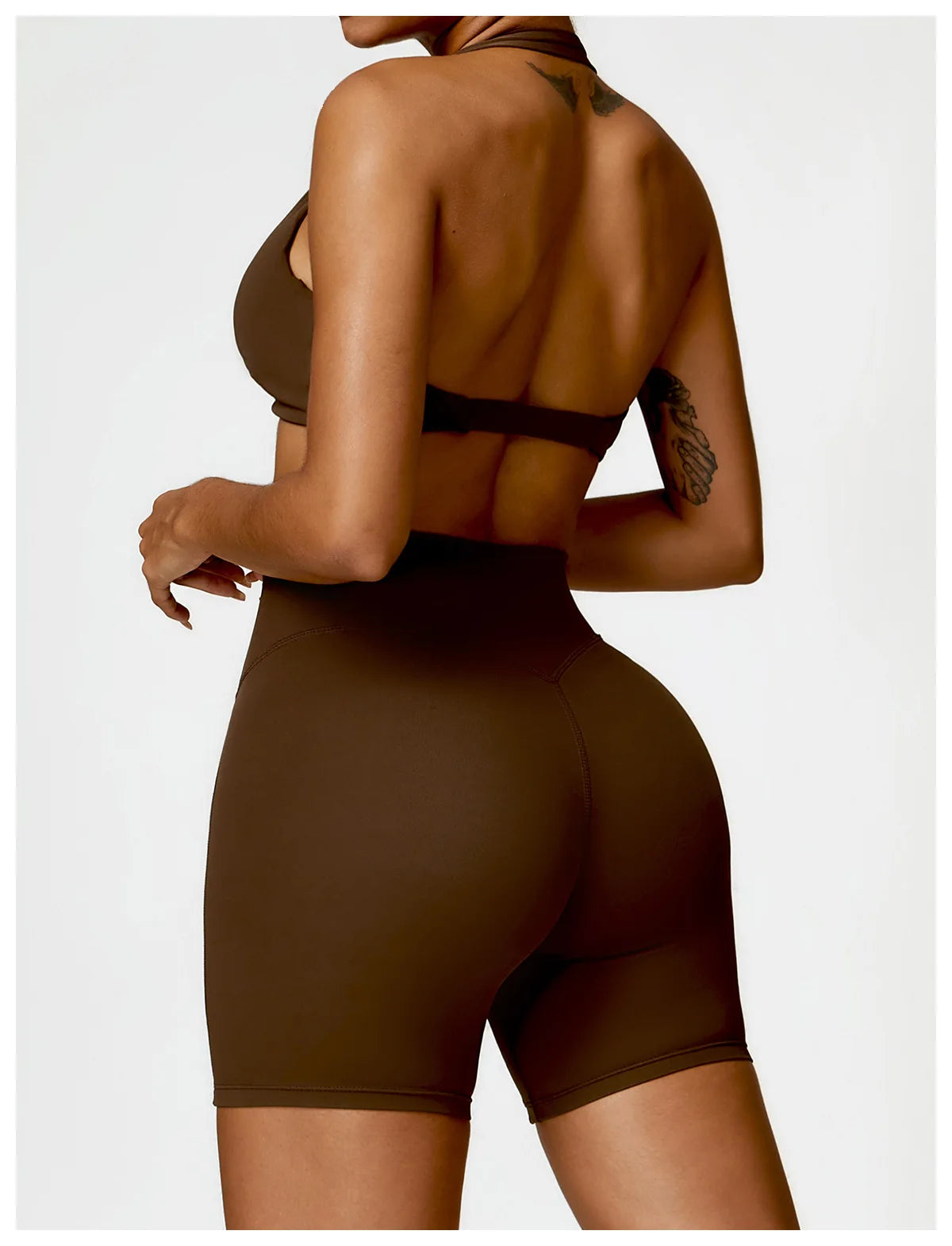 Coffee Brown - High Waist Cycling & Yoga Legging Shorts