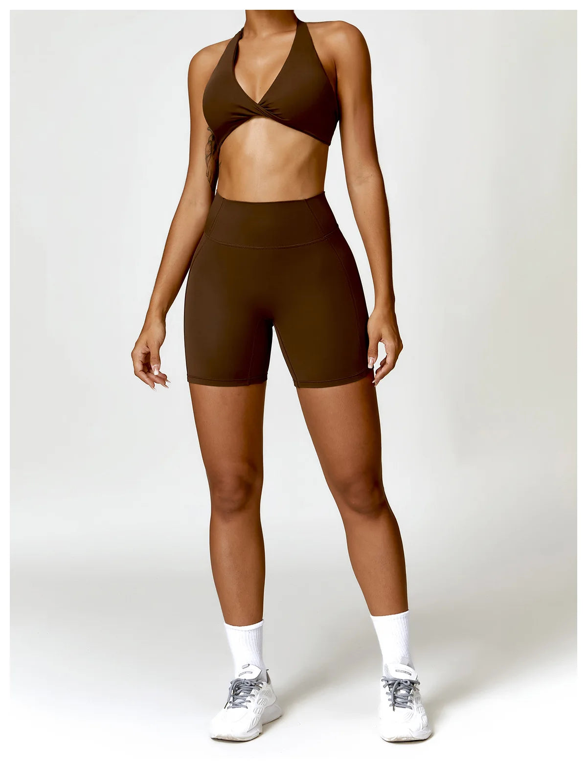 Coffee Brown - High Waist Cycling & Yoga Legging Shorts