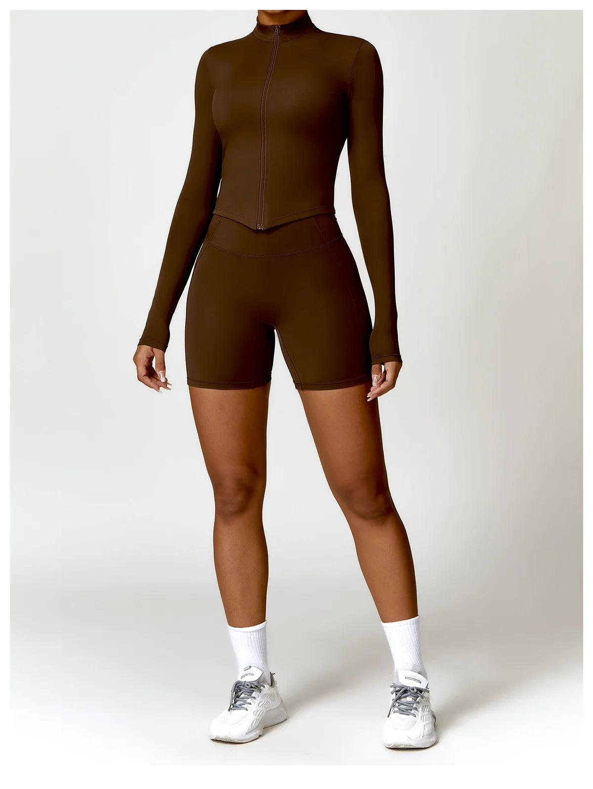 Coffee Brown - High Waist Cycling & Yoga Legging Shorts