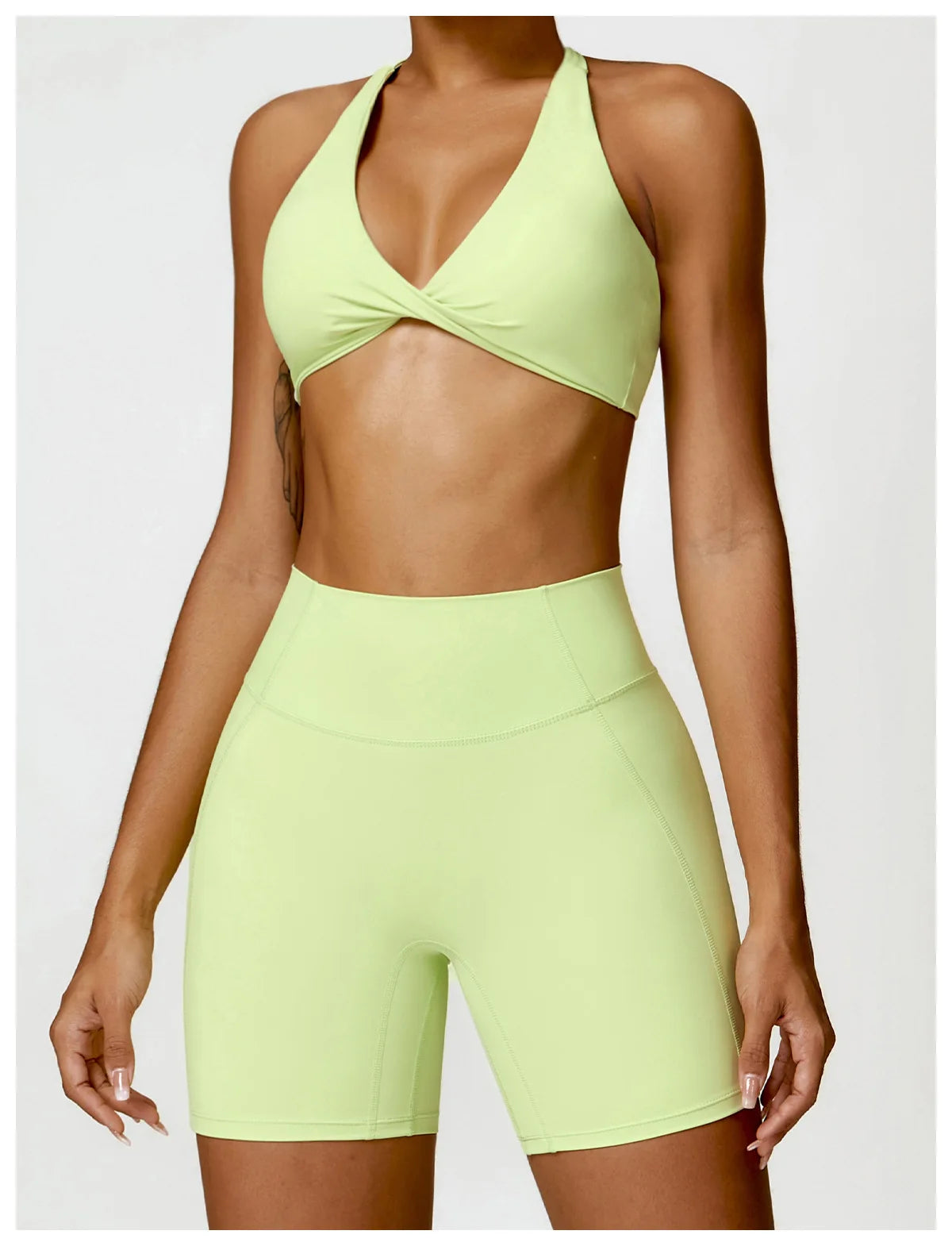 Yellow Green - Breathable Yoga Sports Bra - Push Up & Stylish