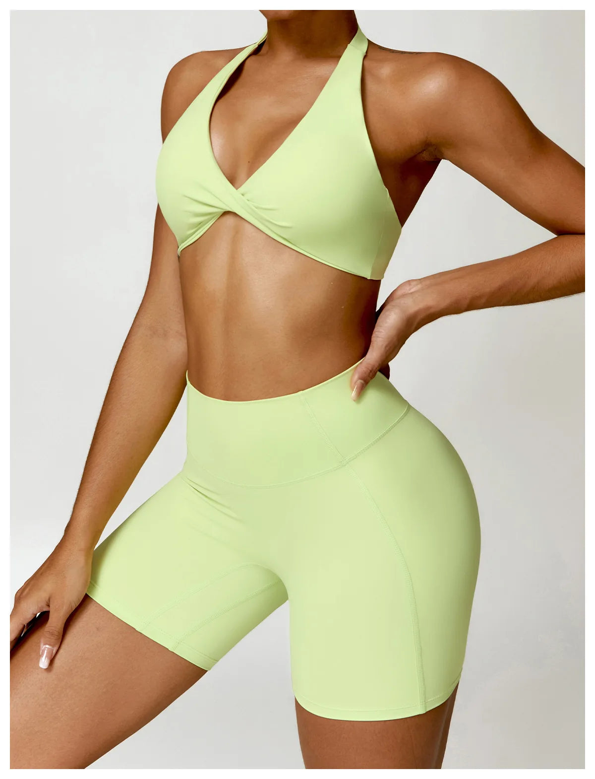 Yellow Green - Breathable Yoga Sports Bra - Push Up & Stylish
