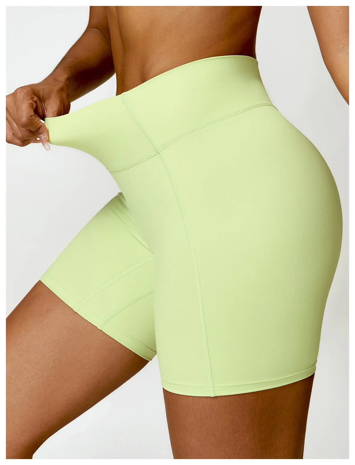 Yellow Green - High Waist Cycling & Yoga Legging Shorts