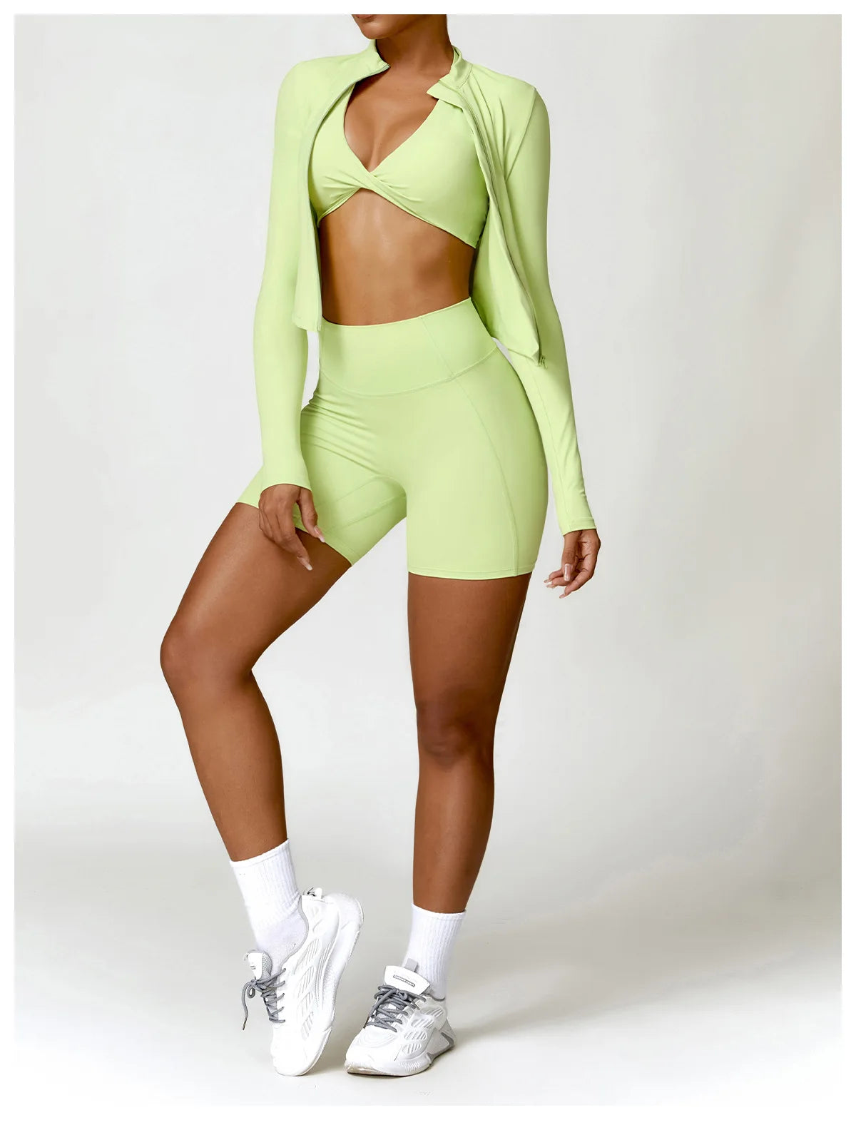 Yellow Green - Premium Long Sleeve Yoga Workout Top