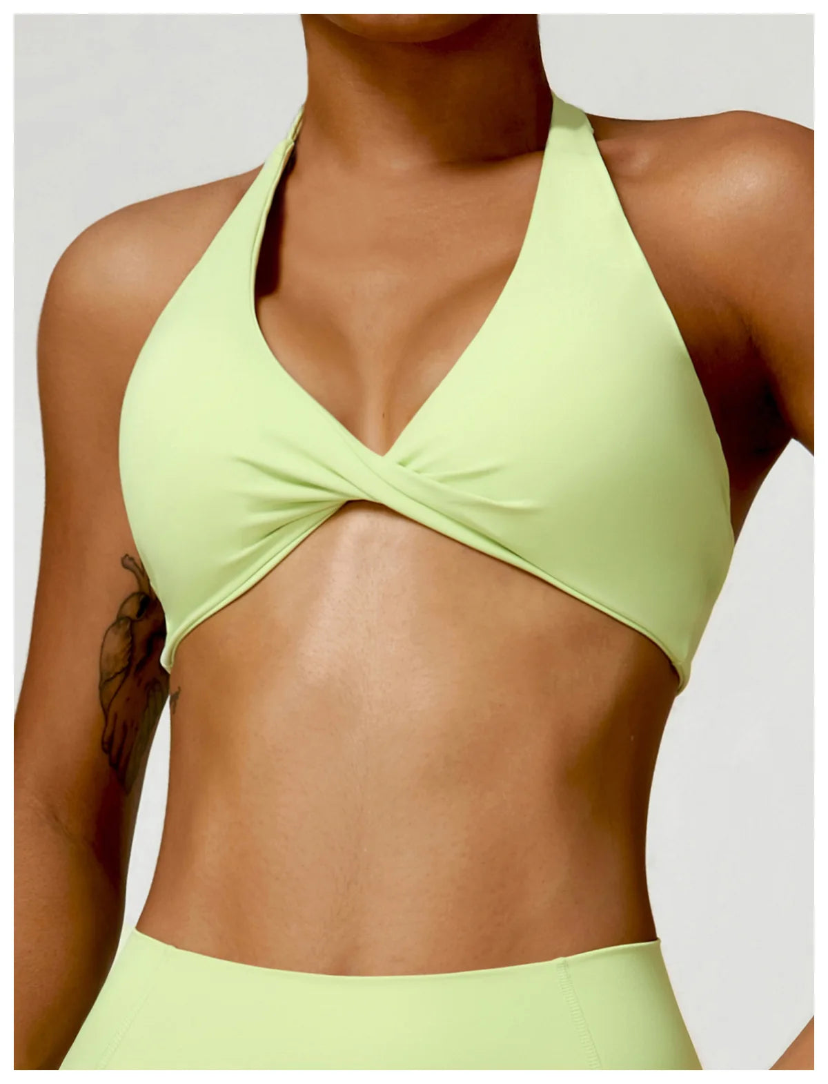 Yellow Green - Breathable Yoga Sports Bra - Push Up & Stylish
