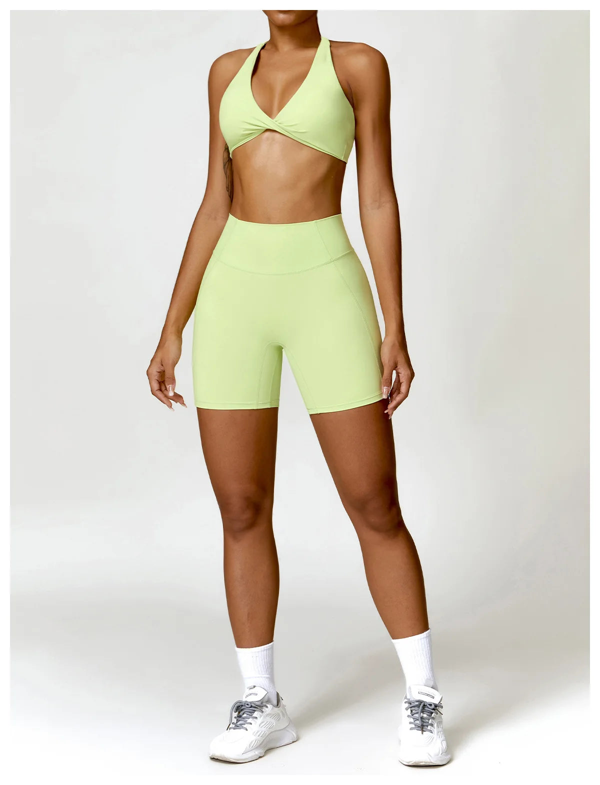 Yellow Green - High Waist Cycling & Yoga Legging Shorts